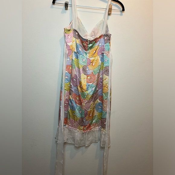100% Silk Juliette Longuet Dress Size 2 Y2K Colorful Mini Dress - Picture 3 of 6